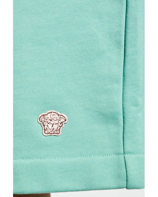 Versace Blue Medusa-Patch Elasticated Waistband Shorts for men