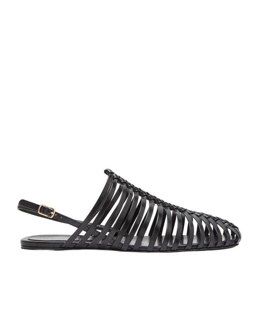 Dries Van Noten Black Leather Flat Shoes