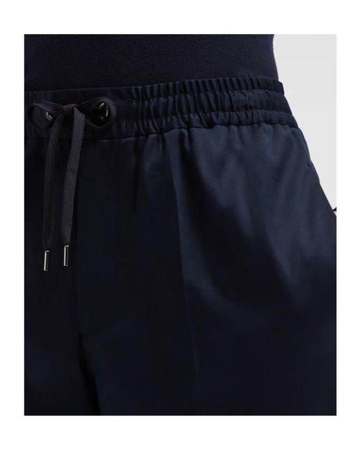 Moncler Blue Drawstring Crepe Jogging Trousers for men
