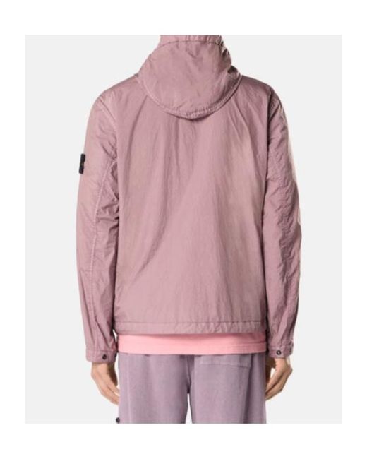 Stone Island Pink Logo Patch Hooded Jacket for men