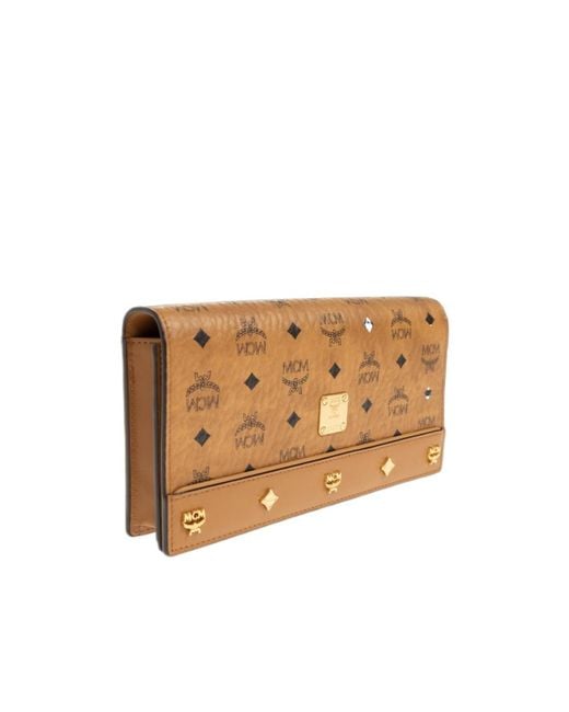 MCM Natural Large Pina Visetos Studded Shoulder Bag