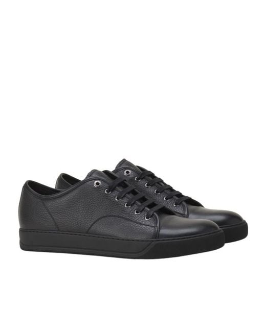 Lanvin Black Grained Leather Sneakers for men
