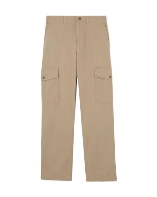 Burberry Natural Cotton Twill Cargo Trousers for men