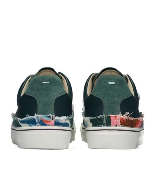 Maison Margiela Green Leaf-Printed Round Toe Sneakers