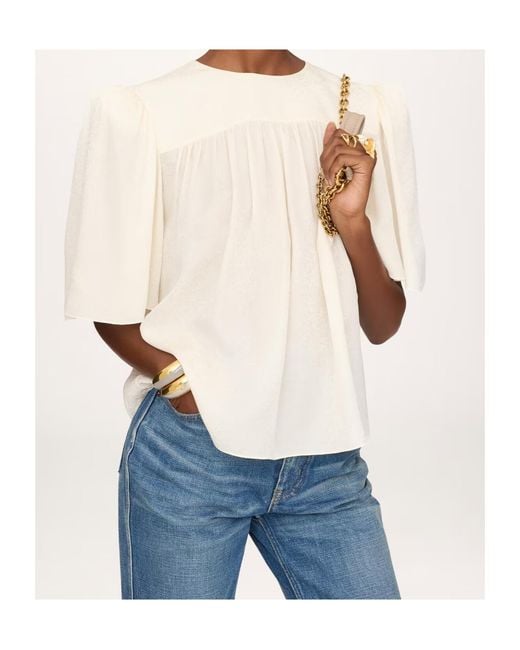 Chloé White Minimal Gathered-Detail Blouse