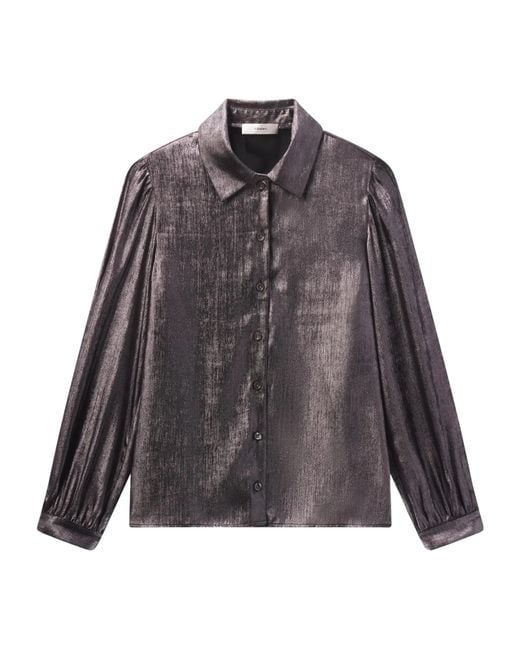 FRAME Gray Shiny Staple Blouse