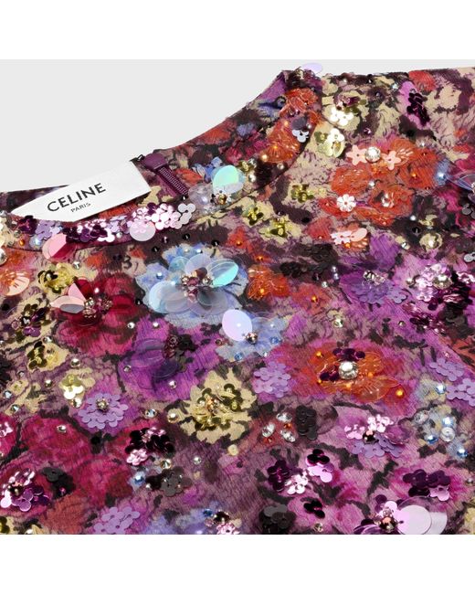 Céline Purple Embroidered Mini Folk Dress