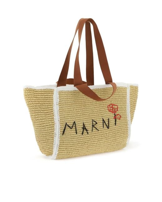 Marni Metallic Logo Detailed Tote Bag