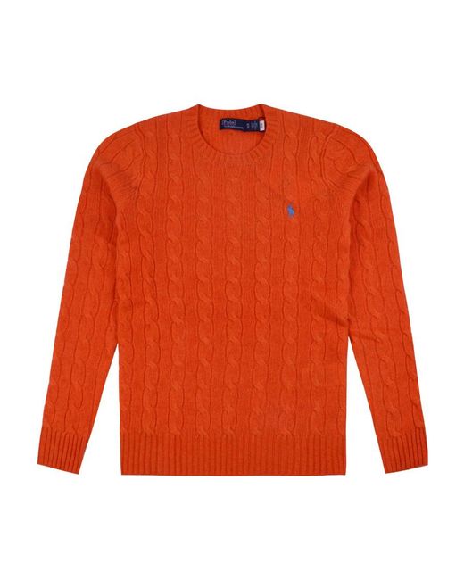 Polo Ralph Lauren Orange Pony Embroidered Cable-Knit Jumper