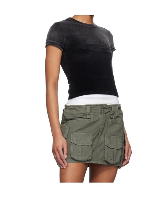 T By Alexander Wang Black Baby T-Shirt Washed Nickel