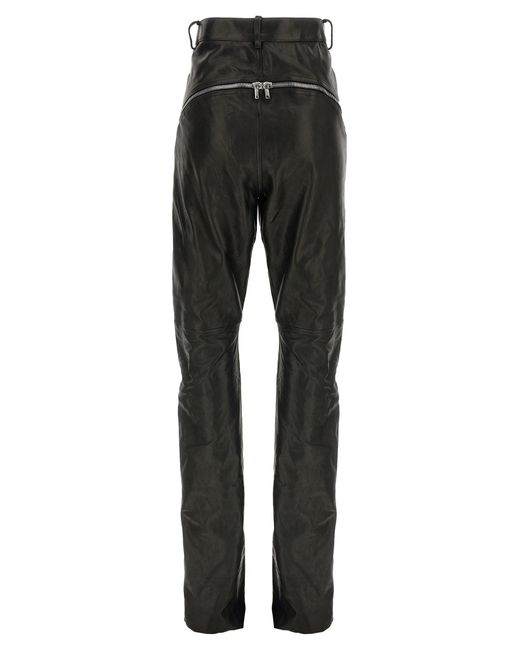 Rick Owens Black Bolan Banana Zip-Detail High-Waisted Leather Trousers