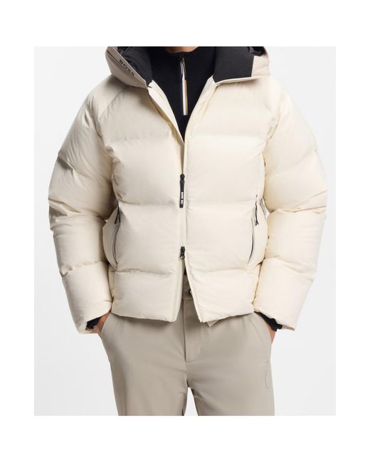 Boss White Hooded Ski Jacket for men