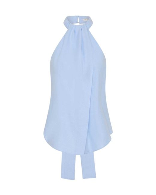 St. Agni Blue Halter Tie-Back Top