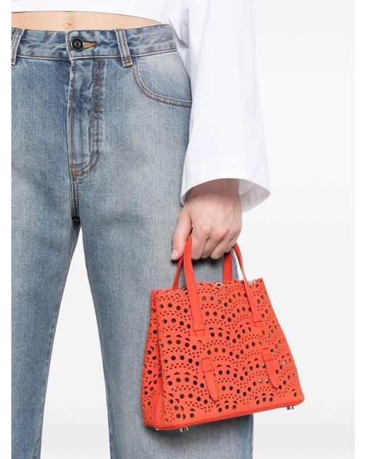 Alaïa Red Alaïa Laser-Cut Shoulder Bag