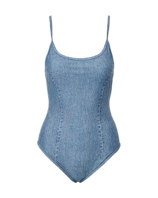 Rag & Bone Blue Thin-Strapped One-Piece Swimsuit