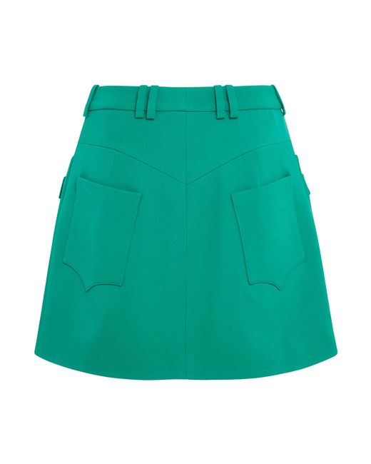 Balmain Green Button Skirt