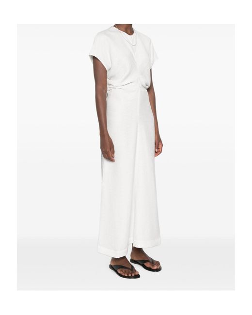 Totême  White Totême Slouch Waist Crewneck Maxi Dress