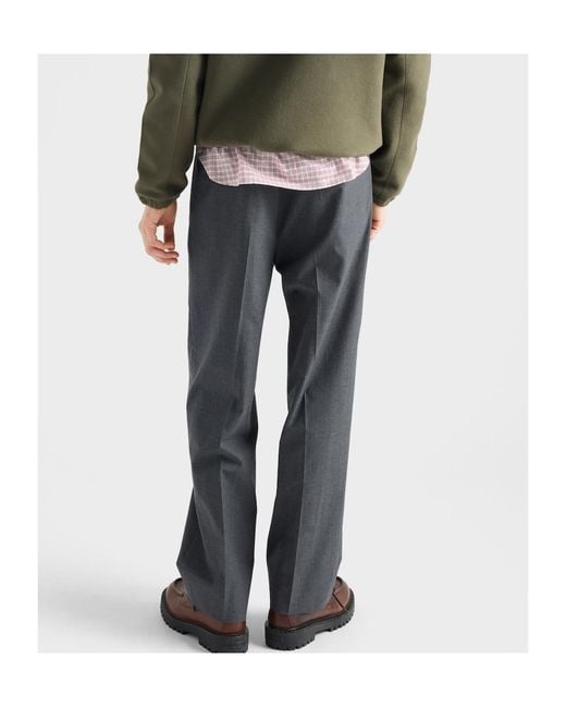 Prada Gray Pleated Tailored Trousers for men