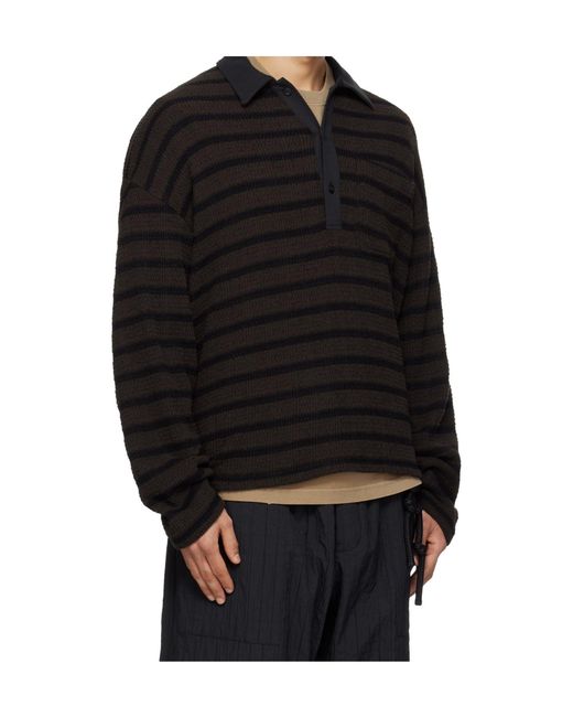 Song For The Mute Black Piano Knit L/S Polo for men