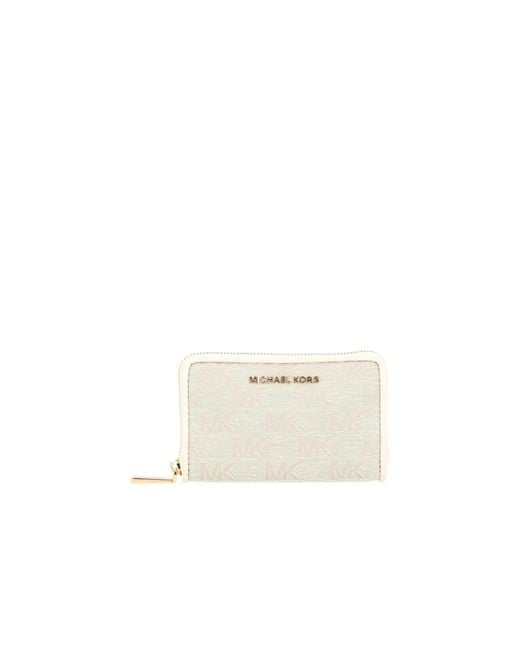Michael Kors White Jet Set Monogram-Pattern Wallet