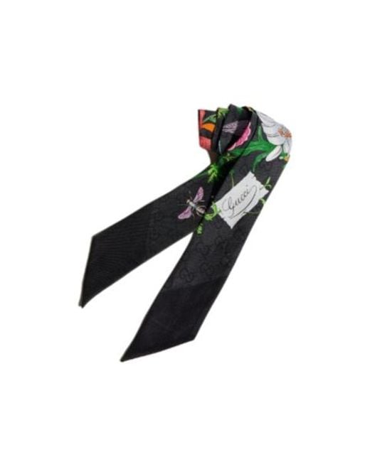 Gucci Green Printed Silk Ribbon