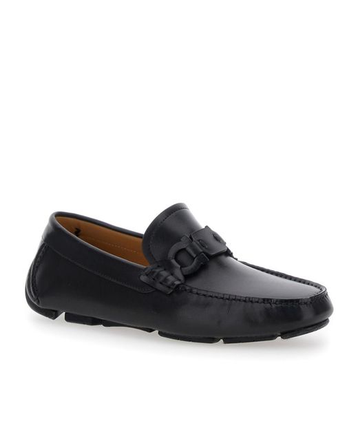 Ferragamo Black Flat Loafers for men