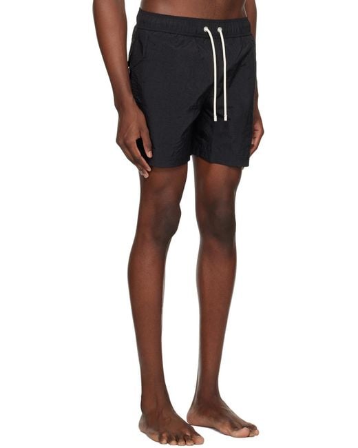 Palm Angels Black Monogram-Patch Drawstring Swimming Shorts for men