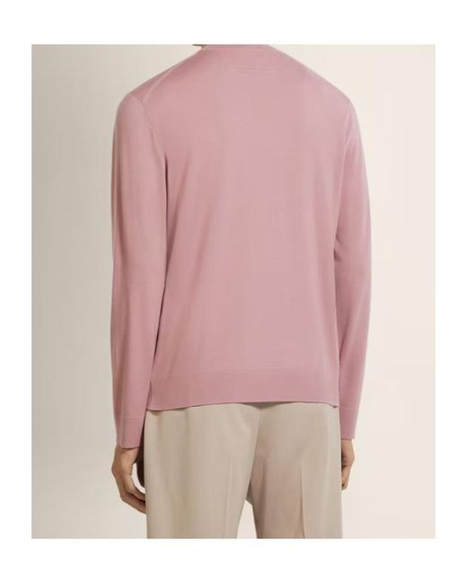 Zegna Pink Light Vellus Aureum Crewneck for men