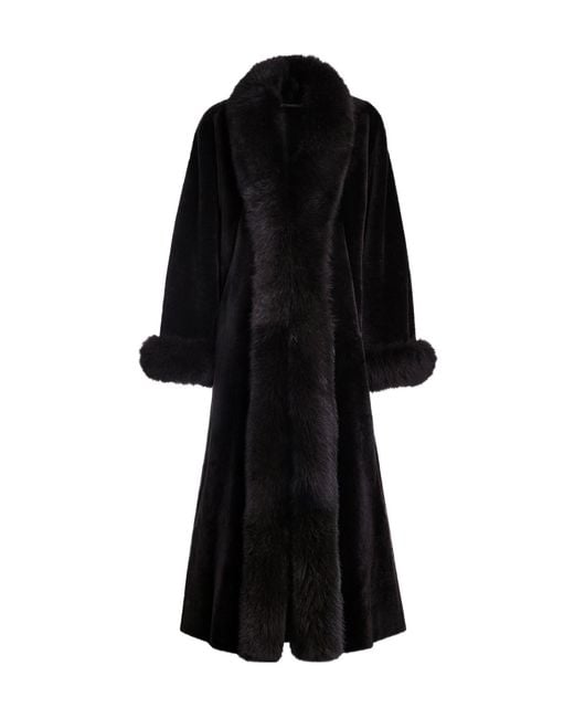 Nour Hammour Black Sima Grand Shearling Coat