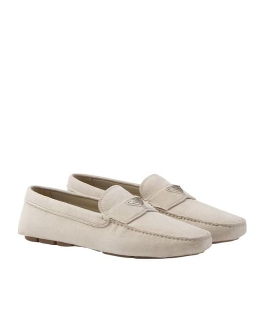Prada White Suede Driving Shoes for men