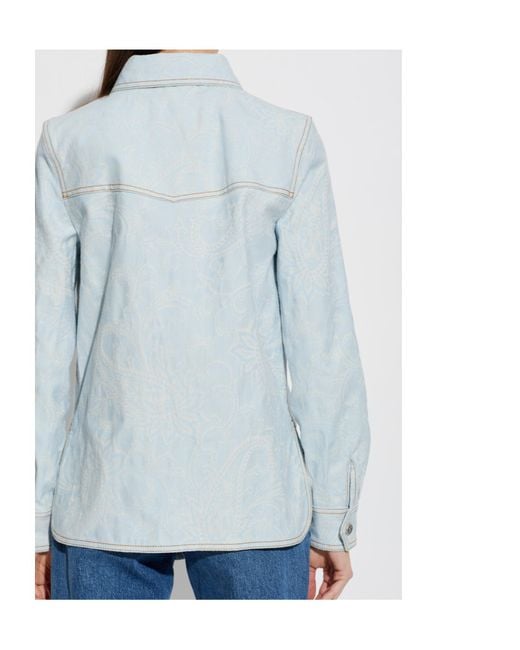 Etro Blue Paisley-Print Buttoned Shirt