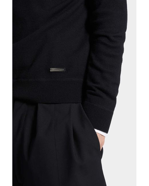 DSquared² Gray Logo Plaque Knitted Jumper for men