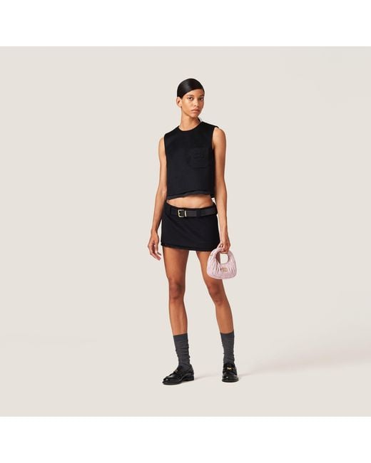 Miu Miu Black Logo-Detailed Mini Skirt