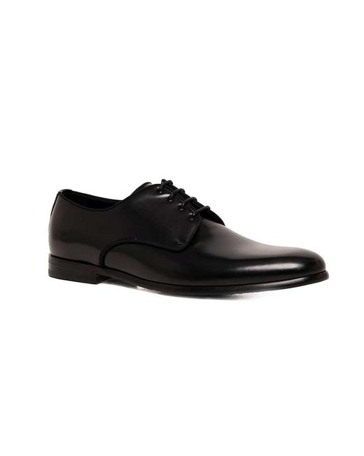 Dolce & Gabbana Black Raffaello Lace-Up Derby Shoes for men