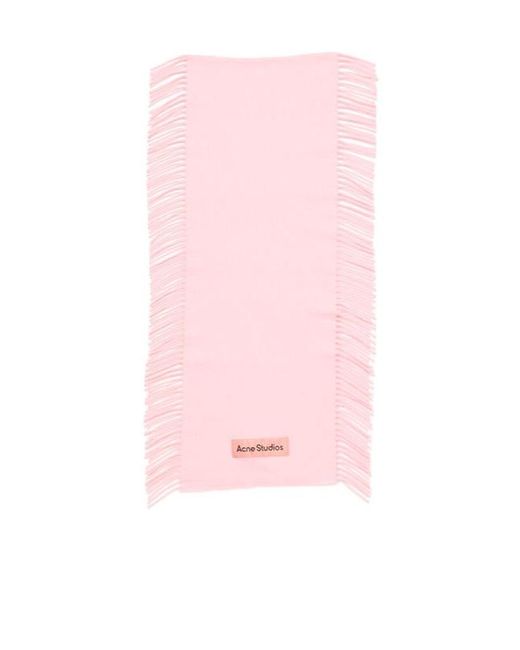 Acne Pink Fringe Wool Scarf for men