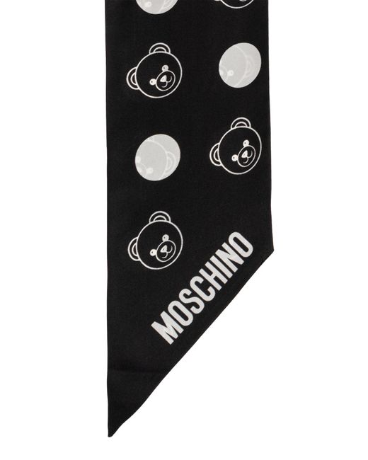 Moschino Black Polka Dot Teddy Logo Scarf for men