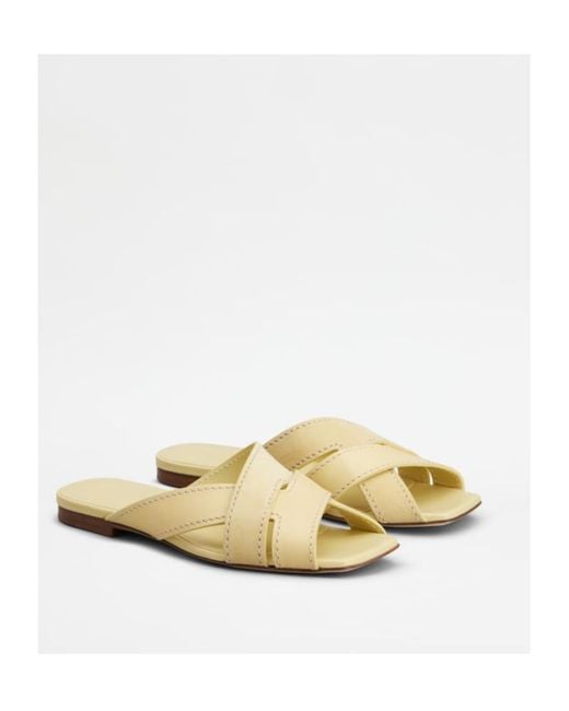 Tod's Metallic Crossover-Strap Square-Toe Sandals