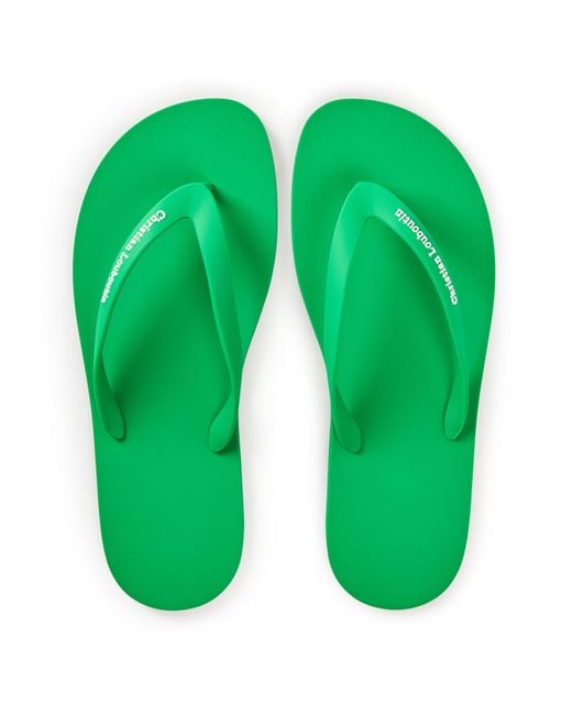 Christian Louboutin Green Solid Color Flip Flops for men
