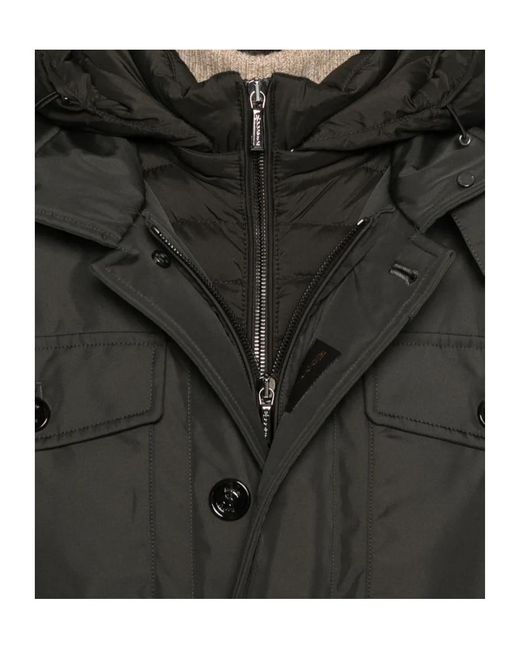 Moorer Gray Hooded Flap-Pocket Jacket for men