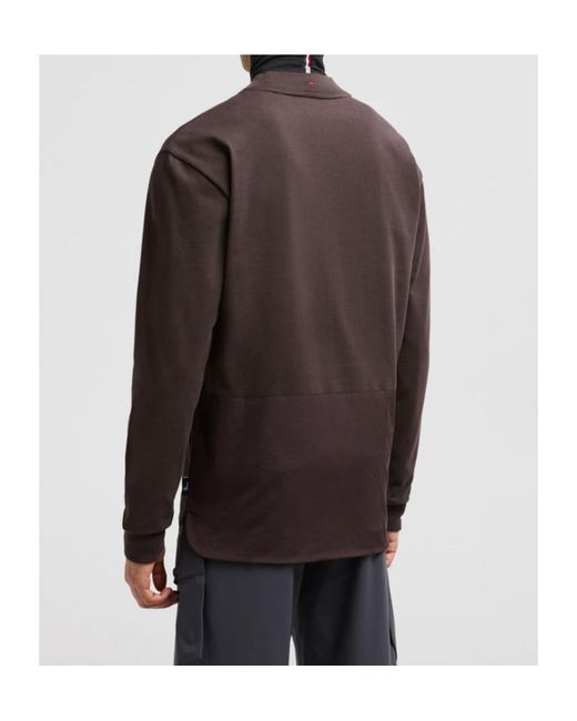 Moncler Brown Grenoble Logo Detailed Long-Sleeved T-Shirt for men