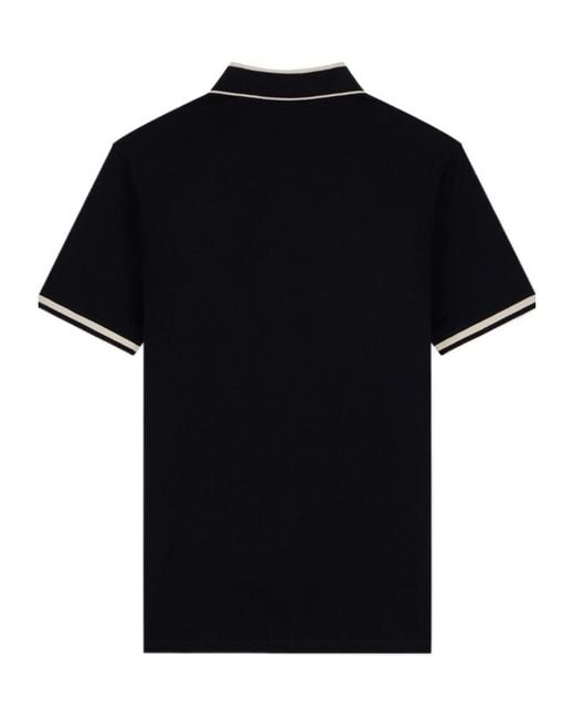 Emporio Armani Black Logo-Embroidered Polo Shirt for men