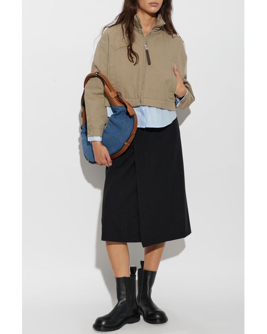 Moschino Natural Stand-Up Collar Zip-Up Jacket