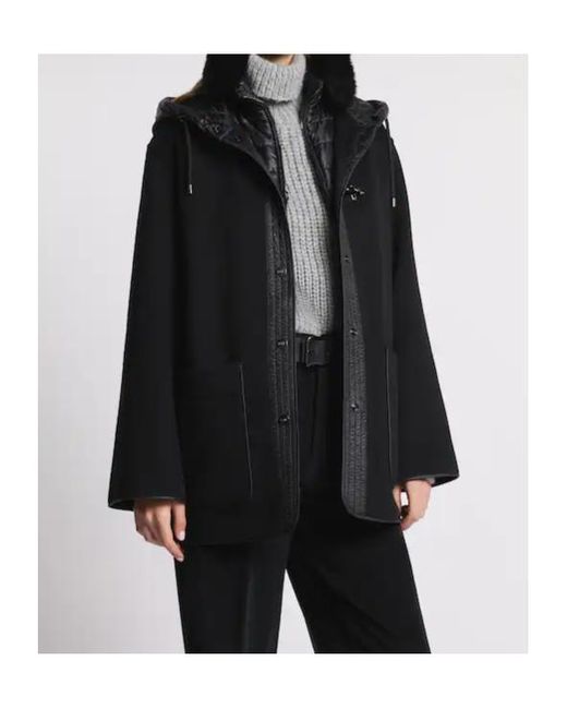 Fay Black Hooded Wool-Cashmere Pea Coat