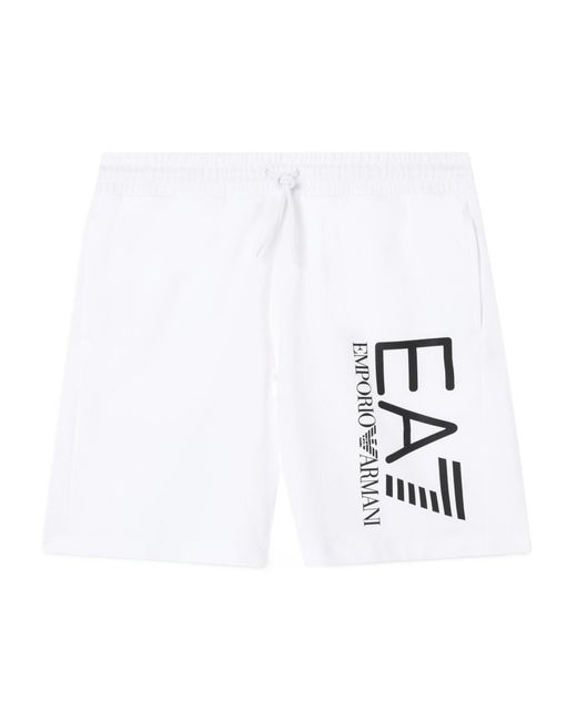 EA7 White Wide-Leg Shorts for men