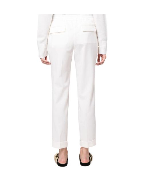 P.A.R.O.S.H. White Tapered Drawstring Trousers