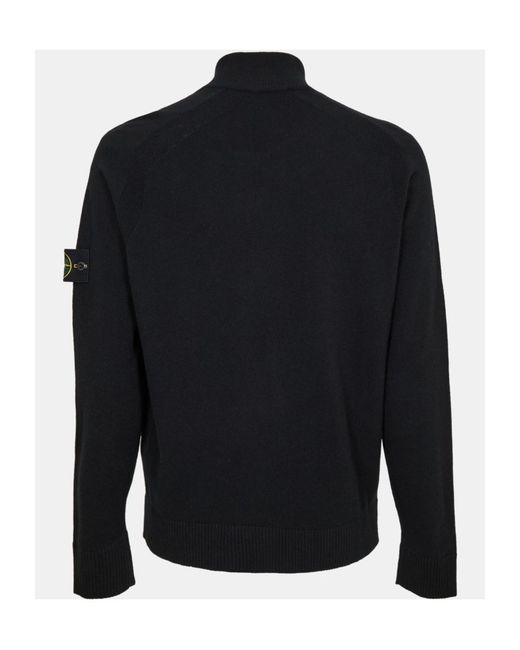 Stone Island Black Logo Patch Knit Cardigan for men