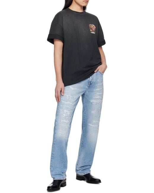 Amiri Blue Distressed Straight-Leg Jeans for men