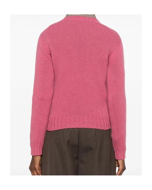 Aragona Pink Ribbed-Knit Crew-Neck Sweater