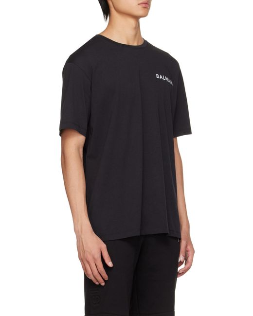 Balmain Black Oversized Cotton T-Shirt With Small Paris Logo for men