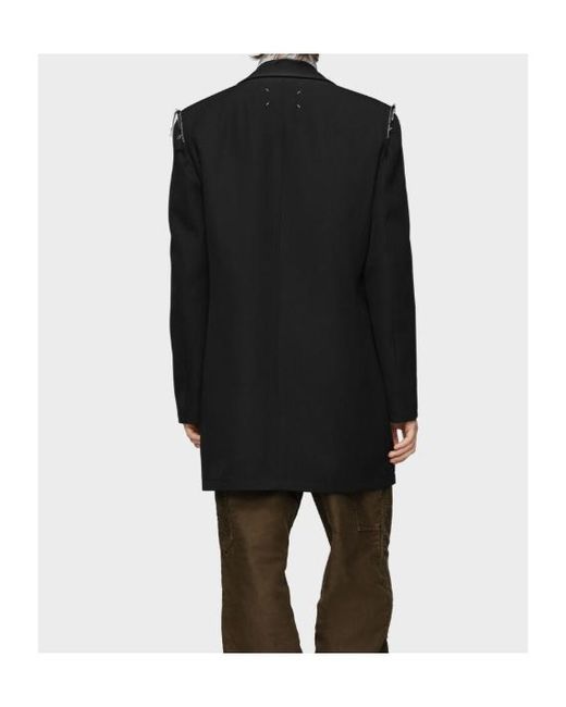 Maison Margiela Black Double-Breasted Frayed Detail Jacket for men